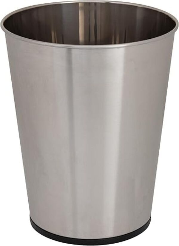 Bath Bliss 5 Liter Small Wastebasket | Round Open Top | Trash Can | Bathroom | Bedroom | Kitchen | Office | Dorm | Disposal Waste Bin | Garbage | Stainless Steel