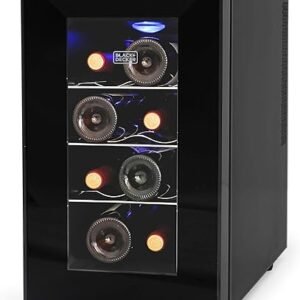 BLACK+DECKER 8 Bottle Wine Fridge, Thermoelectric, Wine Fridge Small with Triple Pane Clear Glass Door, Mini Wine Fridge, BD60026