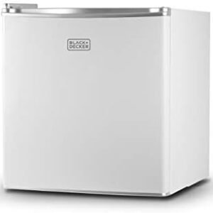 BLACK+DECKER BCRK17W Compact Refrigerator Energy Star Single Door Mini Fridge with Freezer, 1.7 Cubic Ft., White