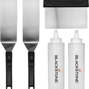 Blackstone 1542 5-Piece Professional Griddle Accessory Toolkit with 2 Squeeze Bottles, 2 Spatulas, and 1 Scraper