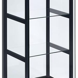 Coaster Home Furnishings Cyclamen 34-inch 3-Tier Clear Tempered Glass Curio Cabinet Display Case with Shelving Black 950179