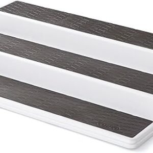 Copco 2555-0188 Non-Skid 3-Tier Spice Pantry Kitchen Cabinet Organizer, 15-Inch, White/Gray