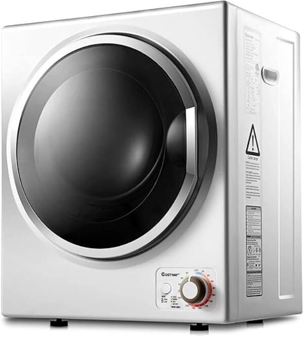 COSTWAY GYJ25-78 110V Electric Portable Clothes Stainless Steel Tub Laundry Dryer, for 4 Automatic Drying Mode, White