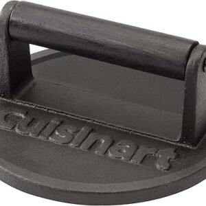Cuisinart 6.5" Cast Iron Smashed Burger Press, Juicy and Crispy Burgers for BBQs, Cookouts