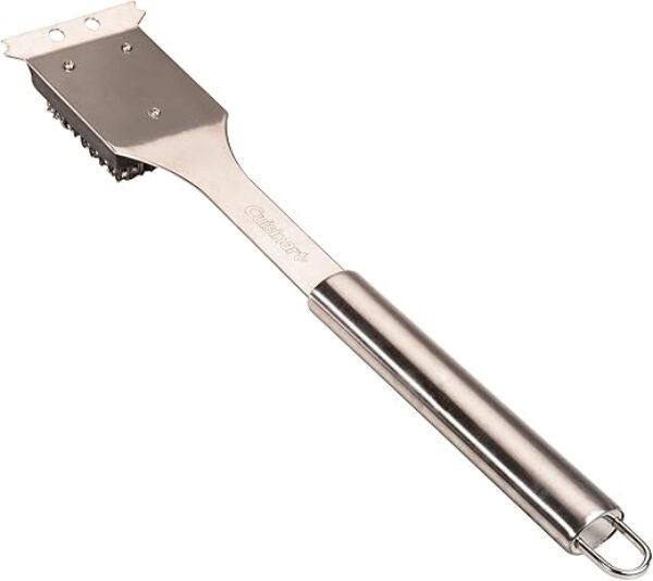 Cuisinart Stainless Steel 16.5" Long Handle Grill Cleaner Brush and Scraper for BBQ, Griddle, Grills, Cookout Tool, Outdoor Grill Brush