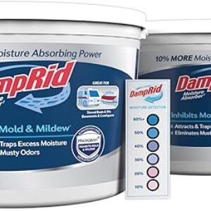 DampRid Hi-Capacity Moisture Absorber Bucket, Fragrance Free, 2 lb. 15.5 oz. & Moisture Detection Strip (2 Pack), Attracts & Traps Excess Moisture
