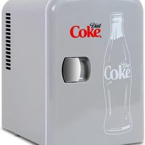 Diet Coke Mini Fridge - Refrigerator for Bedroom Office, Portable Table Top Beverage Cooler, 12V 110V Refrigerador For Drinks, Soda, Wine, Breast Milk, Use In Car, Dorm, Outdoor, Patio, 6 Can