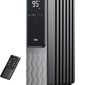 Dreo Oil Filled Radiator, Electric Radiant Heaters for indoor use Large Room with Remote Control, Child Lock, 4 Modes, Overheat & Tip-Over Protection, 24h Timer, Digital Thermostat, Quiet, 1500W