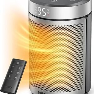 Dreo Space Heater, Portable Electric Heaters for Indoor Use with Thermostat, 1-12H Timer, Eco and Fan Mode, 1500W PTC Ceramic Safety Heat for Office Bedroom Home, With Remote, Silver