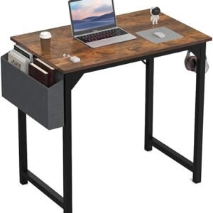 DUMOS 32 Inch Office Small Computer Desk Modern Simple Style Writing Study Work Table for Home Bedroom - Wood Brown