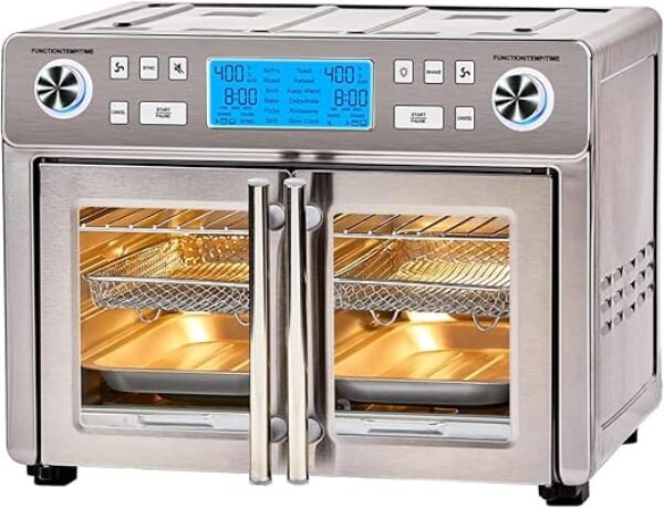 Emeril Lagasse Dual Zone 360 Air Fryer Oven Combo with French Door, 25 QT Extra Large, Cook Two Foods in Different Ways, Up to 60% Faster from Frozen to Finish
