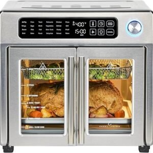 Emeril Lagasse Extra Large French Door Air Fryer Toaster Oven Combo, 24 Cooking Functions and Digital Controls, 7 Accessories Included, Stainless Steel Finish, 26QT Capacity