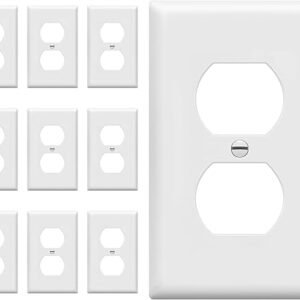 ENERLITES Duplex Wall Plates Kit, Electrical Outlet Covers, Standard Size 1-Gang 4.50" x 2.76", Unbreakable Polycarbonate Thermoplastic, Electric Receptacle Plug Covers, 8821-W-10PCS, White, 10 Pack