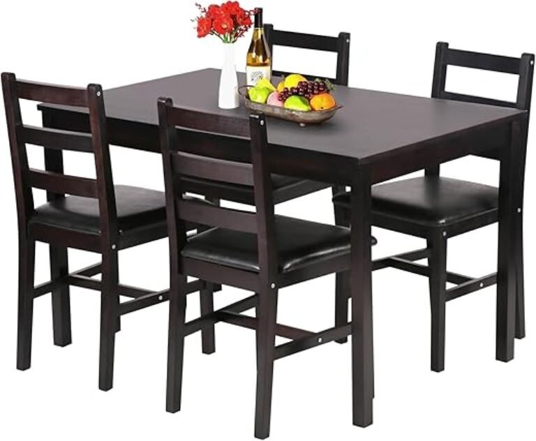 FDW Kitchen Table and Chairs for 4 Dining Room Table Set,Wood Elegant Kitchen Sets for Small Space,Dark Brown