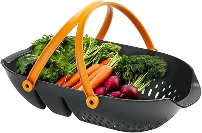 Fiskars Garden Harvest Basket - Container for Gardening and Harvesting with Tool Caddy - Harvesting Basket Doubles as a Collander for Vegetables and Fruits - Garden Accessories