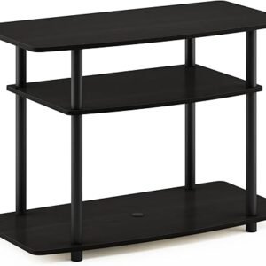 Furinno Turn-N-Tube No Tools 3-Tier Entertainment Center TV Stand for TV up to 32 Inch, Plastic Round Tubes, Espresso/black