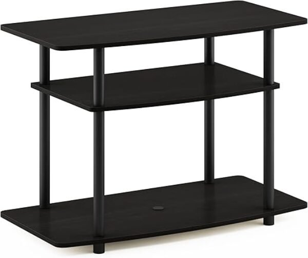 Furinno Turn-N-Tube No Tools 3-Tier Entertainment Center TV Stand for TV up to 32 Inch, Plastic Round Tubes, Espresso/black