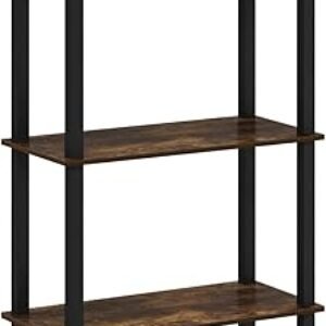 Furinno Turn-S-Tube 5-Tier Multipurpose Shelf Display Rack with Square Tubes, Amber Pine/Black