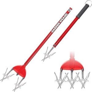 Garden Weasel Rotary Cultivator & Hand Tiller - 2-in-1 | Aerate, Weed, Cultivate, Plant, Reseed | Lawn Reseeding Garden Tool, Garden Soil Loosener | 91206