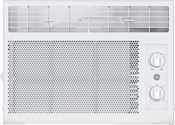 GE Window Air Conditioner Unit, 5,000 BTU for Small Rooms up to 150 sq ft. with Manual Adjustable Fan and Cooling Settings, Perfect for Small Bedroom or Living Room, Easy Install Kit Included, White