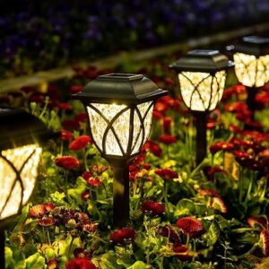GIGALUMI Solar Lights Outdoor Waterproof, 6 Pack LED Solar Garden Lights, Outdoor Decorations, Garden Decor for Yard, Patio, Landscape, Planter, Walkway (Warm White)
