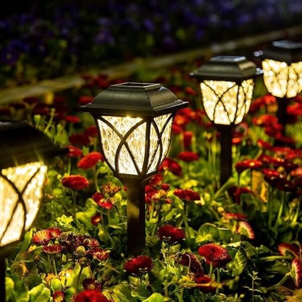 GIGALUMI Solar Lights Outdoor Waterproof, 6 Pack LED Solar Garden Lights, Outdoor Decorations, Garden Decor for Yard, Patio, Landscape, Planter, Walkway (Warm White)