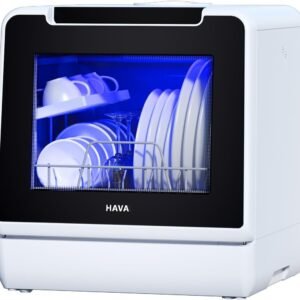 HAVA Countertop Dishwasher, 8 Wash Programs NEW Upgraded Model Portable Dishwasher with Child Lock & Delayed Start Function, 5L Water Tank for Apartments, Dorms, and RVs - No Hookup Needed