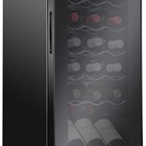 Ivation 18 Bottle Compressor Wine Cooler Refrigerator w/Lock, Large Freestanding Wine Cellar For Red, White, Champagne or Sparkling Wine, 41f-64f Digital Temperature Control Fridge Glass Door Black