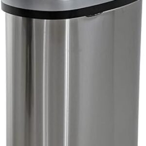 Kitchen Trash Can with Lid, 13 Gallon Automatic Garbage Can for Bathroom Bedroom Home Office 50 Liter Touch Free High-Capacity Brushed Stainless Steel Waste Bin