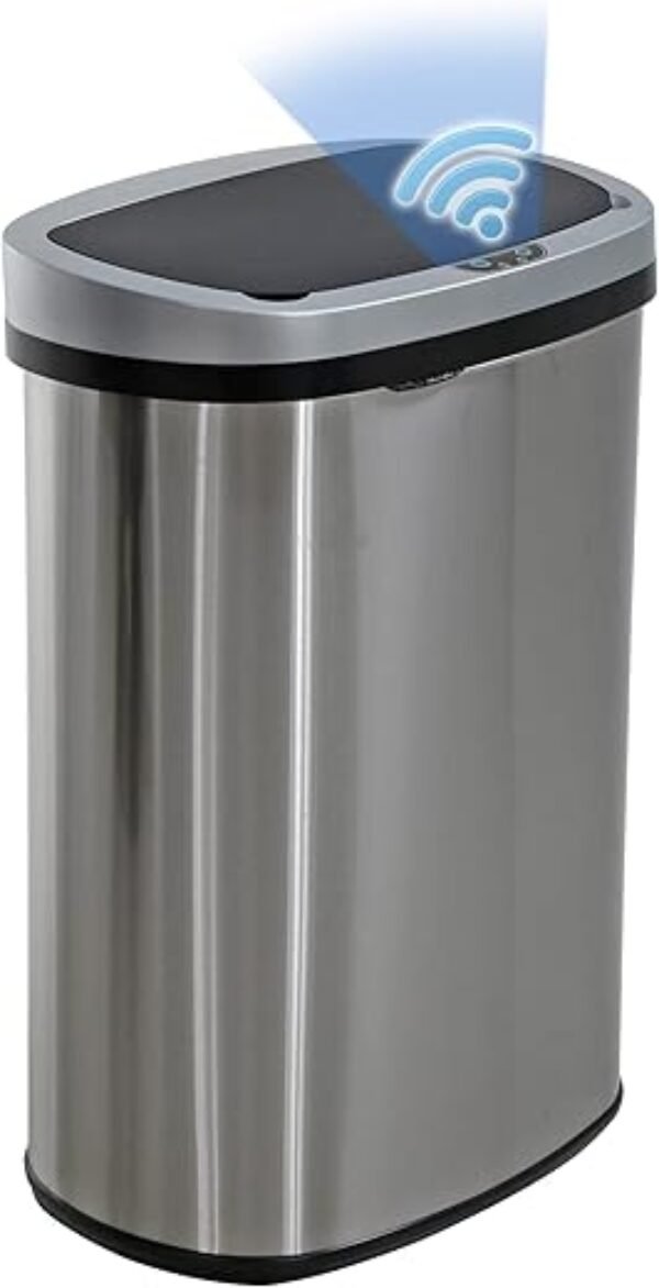 Kitchen Trash Can with Lid, 13 Gallon Automatic Garbage Can for Bathroom Bedroom Home Office 50 Liter Touch Free High-Capacity Brushed Stainless Steel Waste Bin