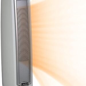 Lasko Oscillating Ceramic Tower Space Heater for Home with Overheat Protection, Timer, 22.5 Inches, Silver, 1500W, 5775, 7.5″L x 7.1″W x 22.75″H
