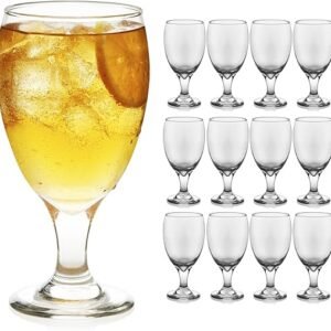 Libbey Classic Clear Glass Goblets Set of 12, Dishwasher Safe Drinking Goblets for Iced Tea, Sangria, and More, Ideal Goblet Glassware for Parties