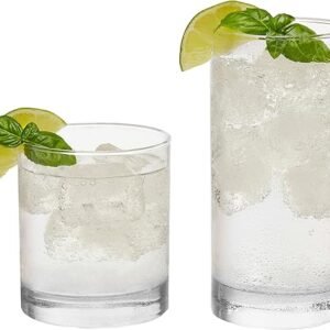 Libbey Province Tumbler and Rocks Glass Set, Elegant Drinkware Glasses Set, Tall Drinking Glasses with Modern Lines, Drinking Glasses Set of 16