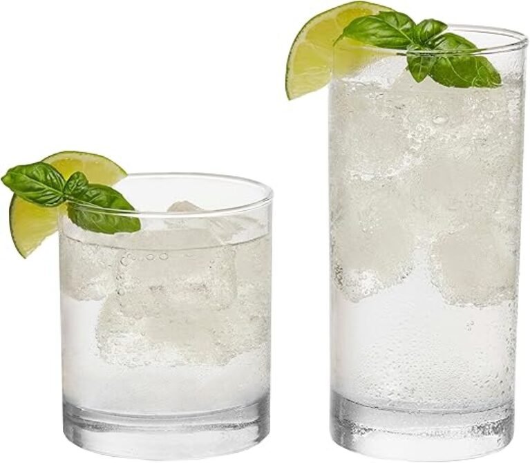 Libbey Province Tumbler and Rocks Glass Set, Elegant Drinkware Glasses Set, Tall Drinking Glasses with Modern Lines, Drinking Glasses Set of 16