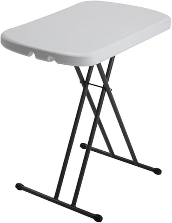 Lifetime 80251 Adjustable Folding Laptop Table TV Tray, 26 Inch, White Granite