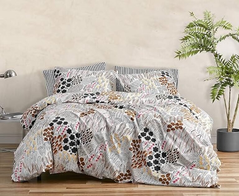 MARIMEKKO - King Duvet Cover Set, Cotton Percale Bedding with Matching Shams, All Season Home Decor (Pieni Letto Multicolor, King)