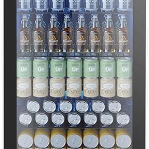 Mini Fridge 130 Can Beverage Refrigerator Cooler, 3.2 Cu.Ft Drink Fridge for Soda Wine Beer, Adjustable Temperature Control for Home Office, Black
