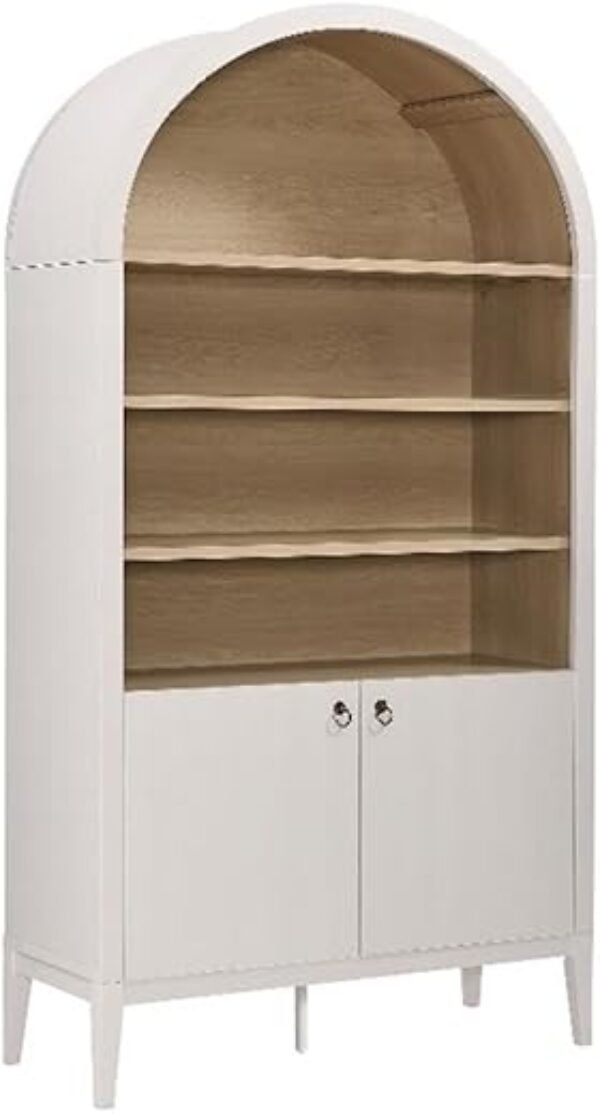 Modway Nolan Tall Arched Storage Display Cabinet in Ivory - 74 Inch Arch Bookshelf with Open and Closed Shelving - Modern Accent Cabinet for Living Room, Dining Room