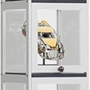 MoNiBloom 68" Tall Slim Narrow Clear Acrylic Door Curio Cabinet Display Case with Corner Shelves, White