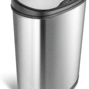 NINESTARS Stainless Steel DZT-50-25 Motion Sensor Trash Can, Large, 50liters, Silver