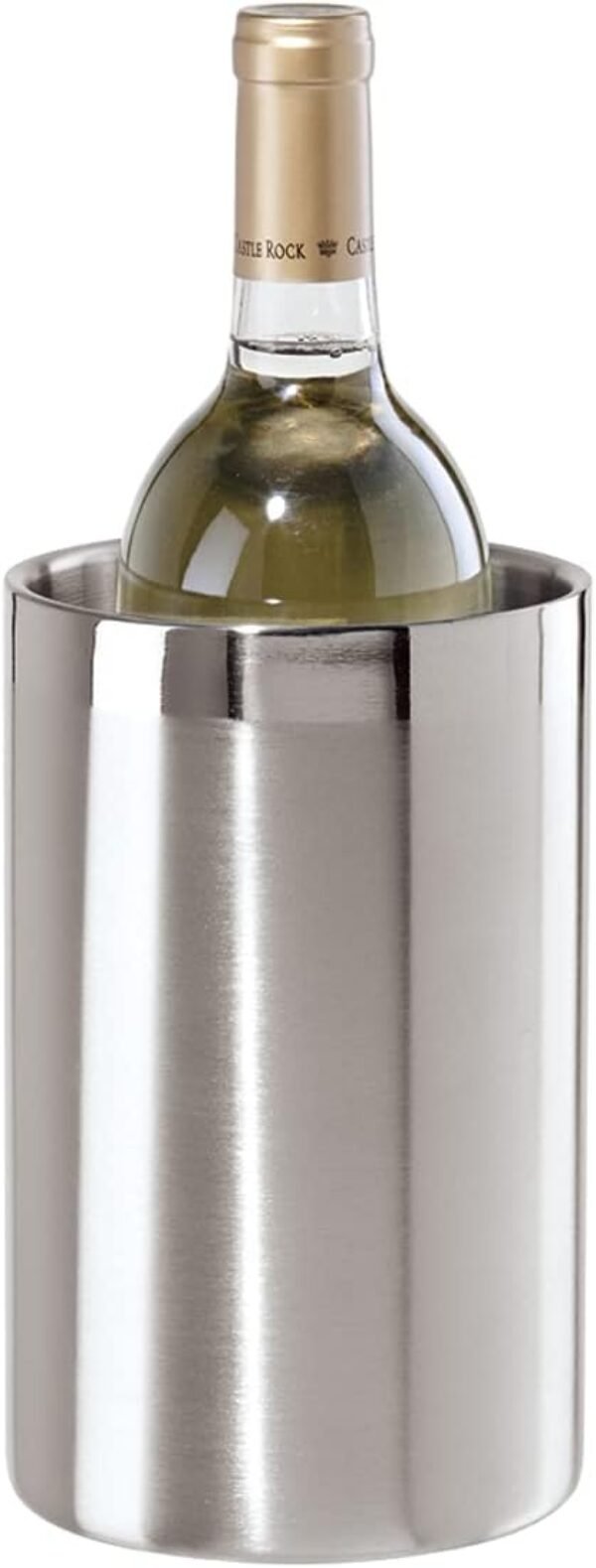 OGGI Stainless Steel Double Wall Wine Cooler - Insulated Tabletop Wine Chiller for White Wine & Champagne, Fits Most Standard Sized Bottles