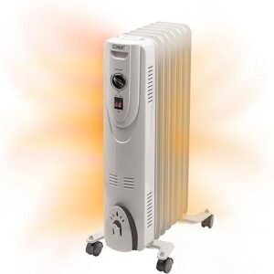 Oil-Filled Radiant Radiator Space Heater, Never Refill, Adjustable Thermostat, Tip-Over Switch & Overheat Protection System, MTDR-06WC
