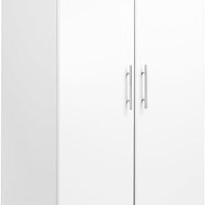 Prepac Armoir, Elite 32"W x 65"H x 24.5"D White Wardrobe Closet & Cabinet - Functional Clothes Storage with Hanging Rail, Armoire Wardrobe
