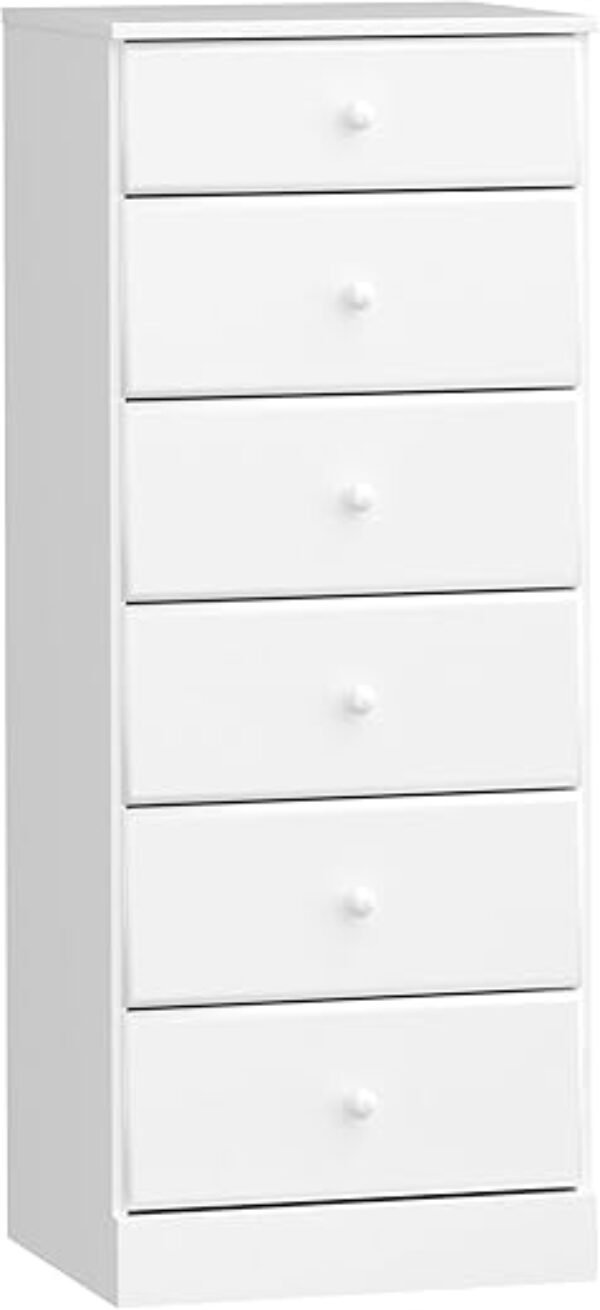 Prepac Astrid Tall White Dresser: 16.5"D x 19.75"W x 50"H, 6-Drawer Chest for Bedroom by Prepac - Perfect Chest of Drawers for Ample Storage