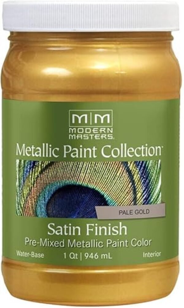 qt Modern Masters ME200 Pale Gold Metallic Paint Collection, Satin Water-Based Decorative Metallic Paint