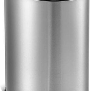 QUALIAZERO 50L/13Gal Heavy Duty Hands-Free Stainless Steel Commercial/Kitchen Step Trash Can, Fingerprint-Resistant Soft Close Lid Trashcan, 13Gal, D Shape