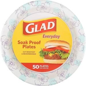 Round Disposable Paper Plates for All Occasions | New & Improved Quality | Soak Proof, Cut Proof, Microwaveable Heavy Duty Disposable Plates | 10" Diameter, 50 Count Bulk Paper Plates