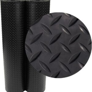 Rubber-Cal Diamond-Plate Rubber Flooring Rolls - 3 mm x 4 ft x 2 ft Rolls - Black
