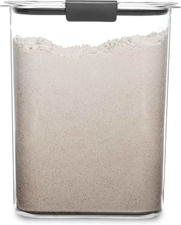 Rubbermaid Brilliance 16-Cup Airtight Food Storage Container with Lid, Clear/Grey - optimal for pantry organization, flour, sugar, and food storage