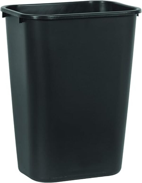 Rubbermaid Commercial Products Deskside Wastebasket/Trash Can, 10.25-Gallon/41-Quart, Black, Plastic, Garbage Can for Home/Office, Fits Under Desk/Sink/Cabinet